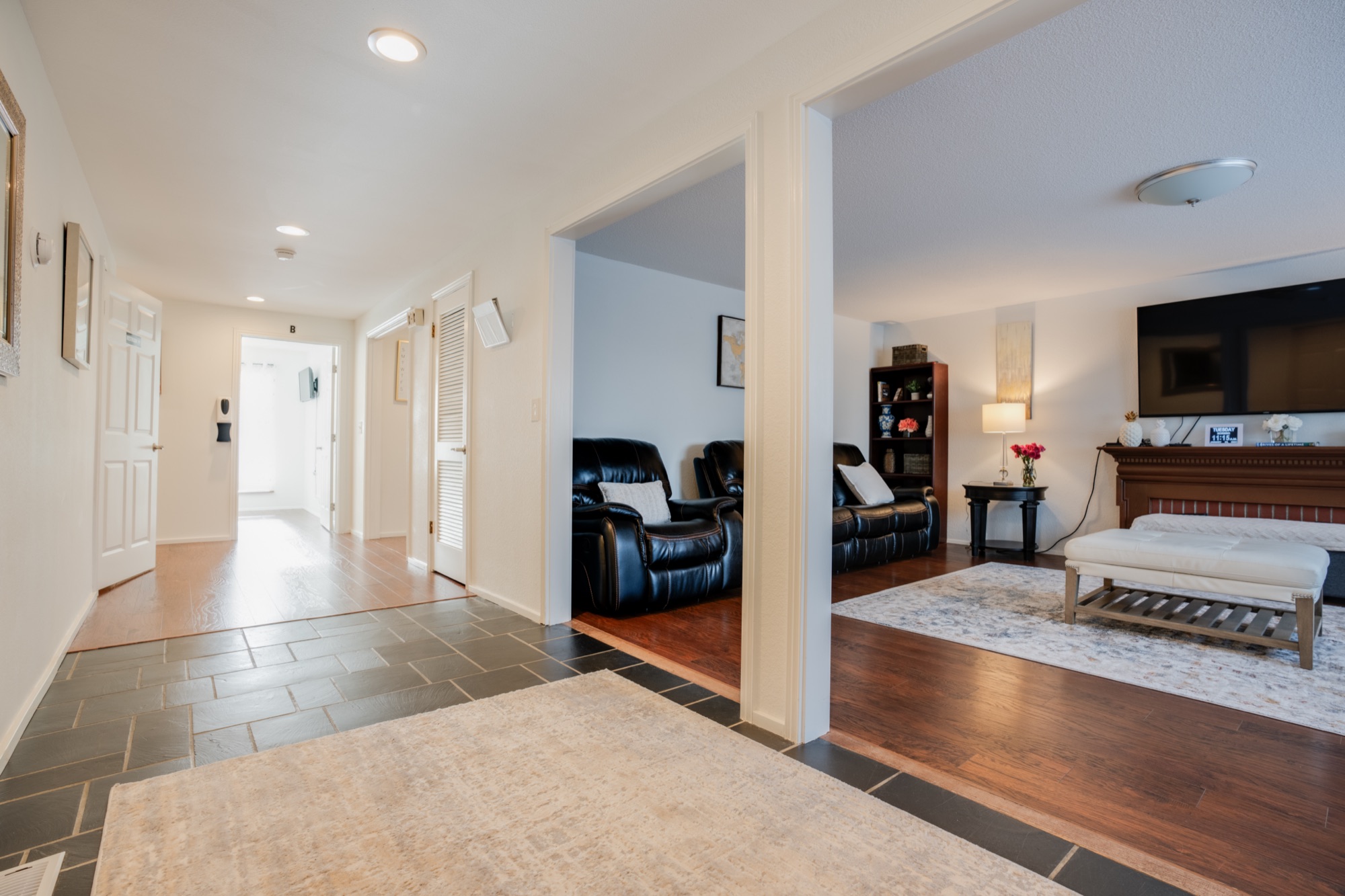 Welcoming entryway opening into the living room